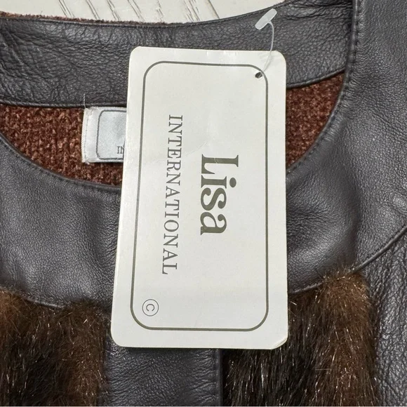 Lisa International Black and Brown Leather Jacket with Faux Fur - Picture 9 of 10